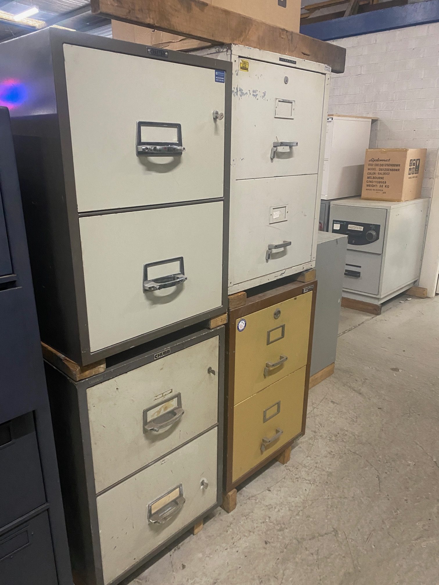 Used Chubb 2 draw Fire Resistant Filing Cabinets - Used Safes