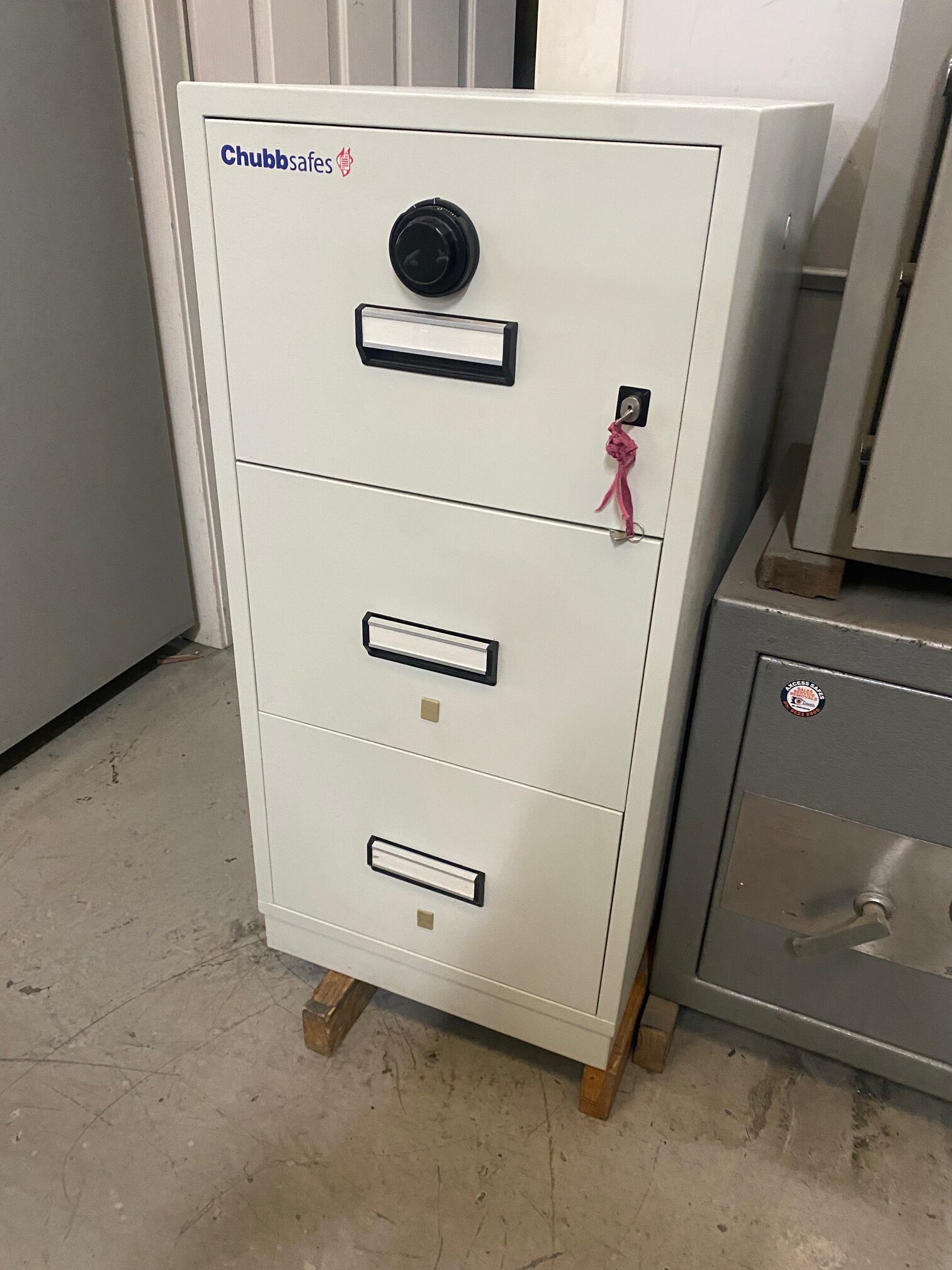 Used Chubb fire file 31"3 draw filing cabinet 2 hour - Used Safes